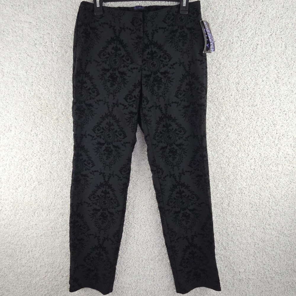 Vintage Star City Stretch Black Floral Lace Pants Sz 13 Vampy Goth 90s Made USA